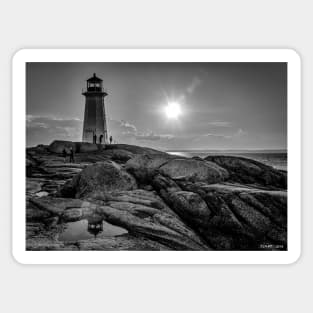 B&W of Iconic Lighthouse at Peggys Cove, Nova Scotia Sticker